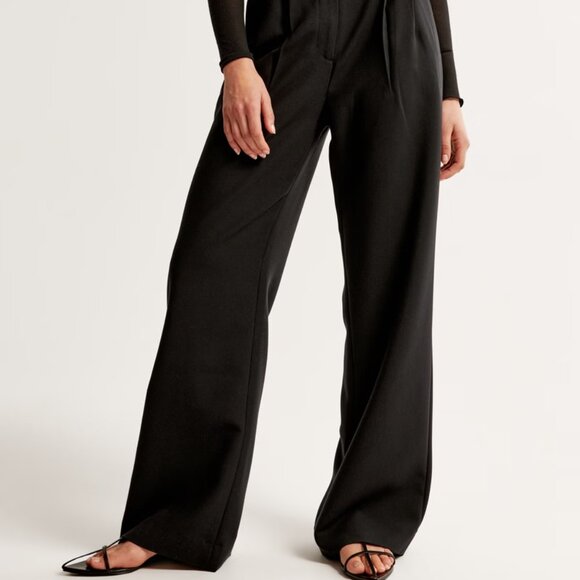 A&F Sloane Tailored Wide Leg Pant (Black/Navy, Size 27/4 Short) - Picture 2 of 12